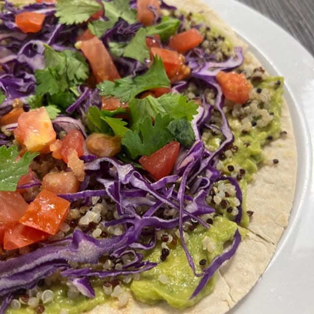 Gluten Free Avocado Pizza.