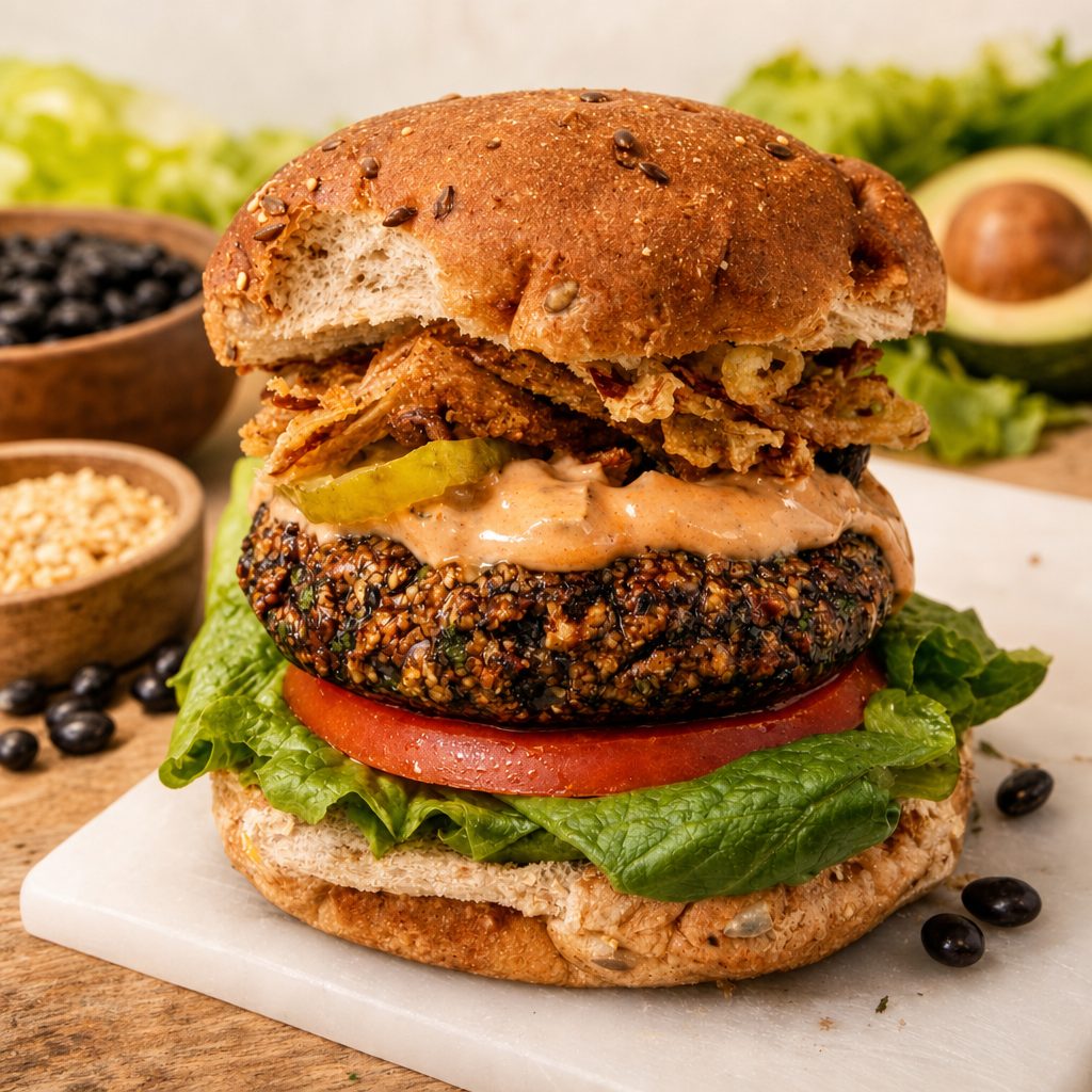 Vegan Black Bean Burger.