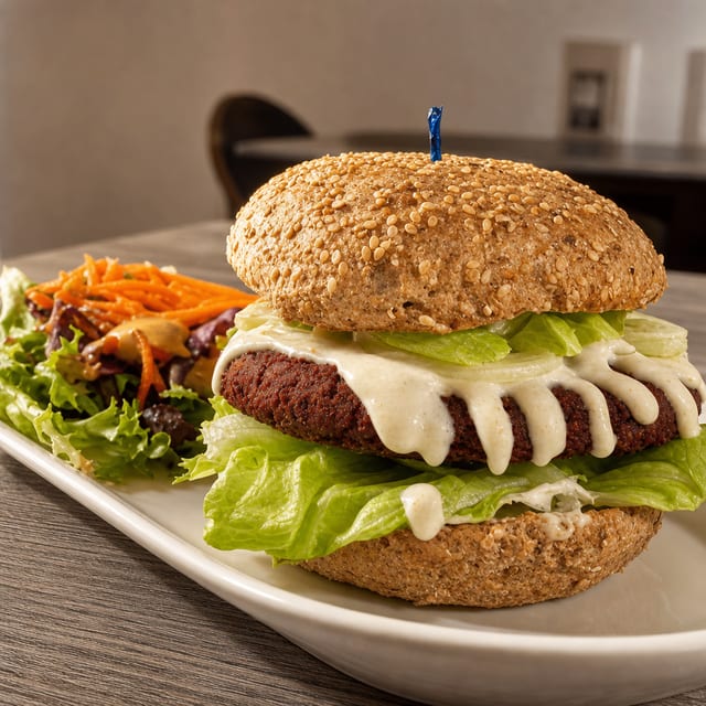 Lentil & Beet Burger.