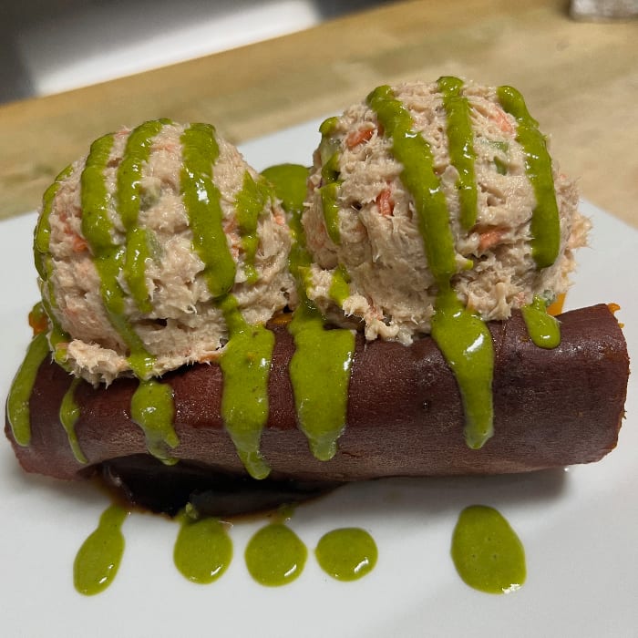 Sweet Potato with Tuna Salad.